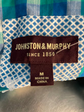 Load image into Gallery viewer, Johnston & Murphy Mens Green Blue Plaid Long Sleeve Button-Up Shirt Size M