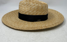 Load image into Gallery viewer, Brixton Womens Beige Straw Wide Brim Adjustable Honey Fedora Sun Hat Size Medium