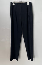 Load image into Gallery viewer, Emporio Armani Womens Black Pinstripe Pleated Pockets Trouser Pants Size 44