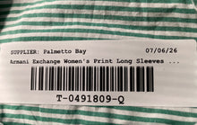 Load image into Gallery viewer, Armani Exchange Womens Green Striped Print Long Sleeve Button-Up Shirt Size XS