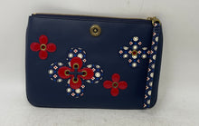Load image into Gallery viewer, Lauren Ralph Lauren Womens Millbrook Blue Flower Design Leather Wristlet Wallet