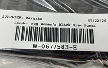 Load image into Gallery viewer, London Fog Womens Marci Black Gray Logo Print Inner Pockets Crossbody Purse