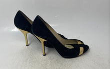 Load image into Gallery viewer, Laundry By Shelli Segal Womens Black Yellow Open Toe Slip-On Pump Heels Size 7M