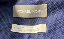 Load image into Gallery viewer, Michael Kors Mens Blue Print Regular Fit Airsoft Stretch Dress Shirt Size XL