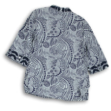 Load image into Gallery viewer, Style & Co. Womens Blue White Printed 3/4 Sleeve Split Neck Blouse Top Size 6
