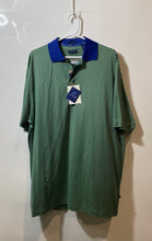 Load image into Gallery viewer, Como Sport Mens Blue Green Striped Cotton Short Sleeve Polo Shirt Sz L With Tag
