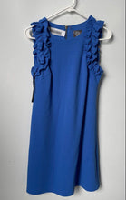 Load image into Gallery viewer, Vince Camuto Womens Blue Ruffle Sleeveless Round Neck Back Zip Mini Dress Size 4