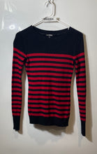 Load image into Gallery viewer, Express Womens Black Red Striped Long Sleeve Knit Pullover Sweater Size XS
