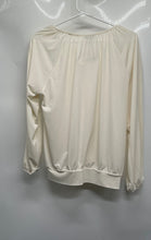 Load image into Gallery viewer, Express Womens White Pleated Round Neck Long Sleeve Blouse Top Size M