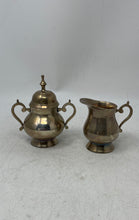 Load image into Gallery viewer, Vintage Silver-Tone Tray Creamer Pot Sugar Bowl Tableware Tea Set 3-Pieces