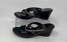 Load image into Gallery viewer, Italian Shoemakers Womens Black Leather Wedge Heel Slip-On Slide Sandals Size 6M