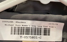 Load image into Gallery viewer, Michael Kors Womens Gray Long Sleeve Full-Zip Trench Coat Size Large