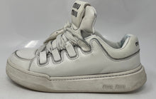Load image into Gallery viewer, Authentic Miu Miu Womens White Leather Lace-Up Sneakers Shoes Size EUR 35.5 Worn