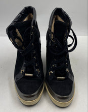 Load image into Gallery viewer, Authentic Jimmy Choo Womens Panama Black Wedge Sneakers Shoes EUR 39.5 Damaged