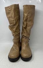 Load image into Gallery viewer, Luoika Womens Beige Wide Calf Slouchy Side-Zip Knee High Boots Size 10.5XW
