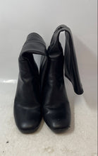 Load image into Gallery viewer, Madden NYC Womens Black Leather Side Zip Block Heel Knee High Biker Boots Size 9
