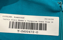 Load image into Gallery viewer, Calvin Klein Womens Turquoise Sleeveless Round Neck Pleated Sheath Dress Size 10