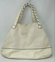 Load image into Gallery viewer, Authentic Plinio Visona Womens Cream Shoulder Tote Handbag Stained Damaged