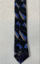 Load image into Gallery viewer, DeSantis Collection Mens Blue Geometric Print Silk Keeper Loop Pointed Tie
