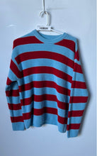 Load image into Gallery viewer, Zara Womens Blue & Red Striped Long Sleeve Crew Neck Pullover Sweater Size S