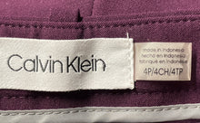 Load image into Gallery viewer, Calvin Klein Womens Burgundy Button Front Tapered Leg Dress Pants Size 4P