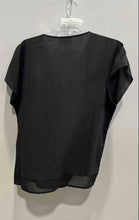 Load image into Gallery viewer, DKNY Womens Black Short Sleeve V-Neck Blouse Top Size Medium