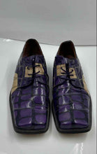 Load image into Gallery viewer, Fratelli Mens Purple Leather Square Toe Lace-Up Oxford Dress Shoes Size 10