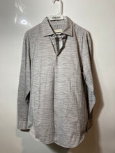 Load image into Gallery viewer, Bugatchi Mens Gray Space-Dye 8-Way Stretch Long Sleeve Button-Up Shirt Size L