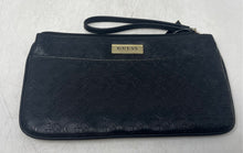 Load image into Gallery viewer, Guess Womens Black Monogram Print Leather Zipper Travel Wristlet Wallet