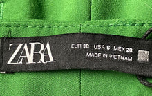 Load image into Gallery viewer, Zara Womens Green Flat Front Slash Pockets Straight Leg Dress Pants Size 6 W/Tag