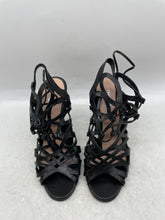 Load image into Gallery viewer, Charles David Womens Black Leather Peep Toe Stiletto Strappy Sandals Size 38.5 B