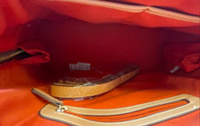 Load image into Gallery viewer, Adrienne Vittadini Womens Brown Signature Print Leather Zip Top Satchel Handbag