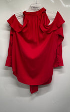 Load image into Gallery viewer, Ann Taylor Womens Red Tie-Neck Cold-Shoulder Blouse Top Size Medium