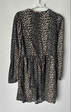Load image into Gallery viewer, Zara Womens Black Animal Print Crew Neck Long Sleeve Pullover Mini Dress Size S
