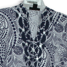 Load image into Gallery viewer, Style & Co. Womens Blue White Printed 3/4 Sleeve Split Neck Blouse Top Size 6