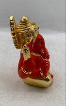 Load image into Gallery viewer, Satguru's Decorative Red Gold Accents Ganpati Bappa Idol Religious Statue