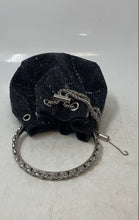 Load image into Gallery viewer, Urban Expressions Womens Black Rhinestone Top Handle Chain Drawstring Clutch Bag