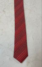 Load image into Gallery viewer, Uomo Venetto Mens Red Zigzag Pattern Keeper Loop Adjustable Pointed Tie