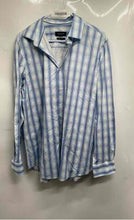 Load image into Gallery viewer, Bugatchi Mens Blue Striped OoohCotton Tech 8 Way Stretch Button-Up Shirt Size L