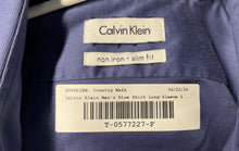Load image into Gallery viewer, Calvin Klein Mens Blue Long Sleeve Non-Iron Slim Fit Dress Shirt Size 16 32/33