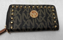 Load image into Gallery viewer, NX Womens Brown Monogram Leather Inner Divider Zip-Around Wallet