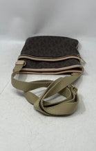 Load image into Gallery viewer, Michael Kors Womens Brown Signature Print Adjustable Strap Crossbody Bag