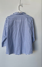 Load image into Gallery viewer, Jones New York Womens Blue And White Striped Long Sleeve Button-Up Shirt Size L