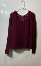 Load image into Gallery viewer, Lucky Brand Womens Maroon Lace Thermal Weave Knitted Blouse Top Size M