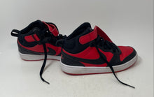 Load image into Gallery viewer, Nike Kids Court Borough Mid 2 Black Red Leather Lace-Up Sneaker Shoes Size 7Y