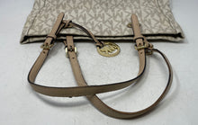 Load image into Gallery viewer, Michael Kors Womens Beige Charm Inner Pockets Shoulder Handbag