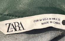 Load image into Gallery viewer, Zara Womens Green Mock Neck Back-Zip Short Mini Dress Size Medium