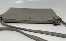 Load image into Gallery viewer, Authentic Tory Burch Womens Gray Pebbled Leather Zip Top Crossbody Bag Stained
