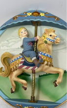 Load image into Gallery viewer, Bradford Exchange Porcelain Carousel Boy All Aboard Musical Collector Plate