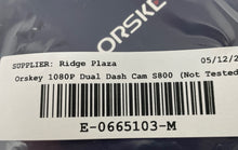Load image into Gallery viewer, Orskey S800 Black 1080P Dual Dash Camera With Accessories Not Tested